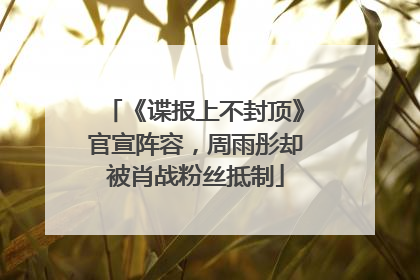 《谍报上不封顶》官宣阵容，周雨彤却被肖战粉丝抵制