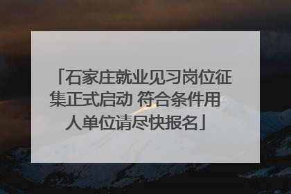 石家庄就业见习岗位征集正式启动 符合条件用人单位请尽快报名