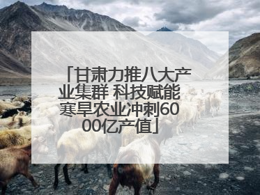 甘肃力推八大产业集群 科技赋能寒旱农业冲刺6000亿产值