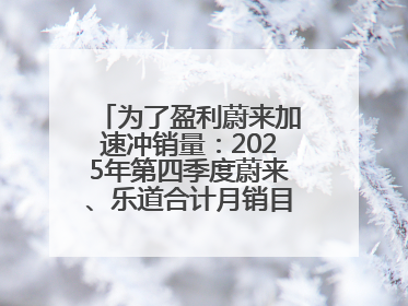 为了盈利蔚来加速冲销量：2025年第四季度蔚来、乐道合计月销目标达5万辆