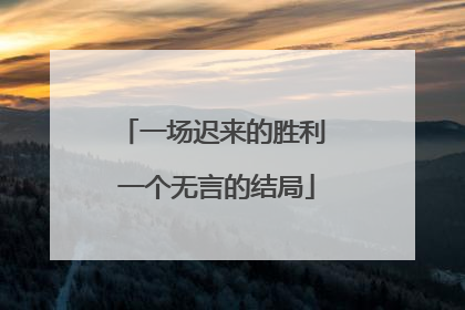 一场迟来的胜利 一个无言的结局