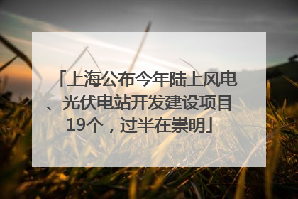 上海公布今年陆上风电、光伏电站开发建设项目19个，过半在崇明