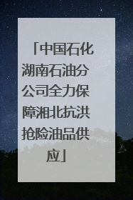 中国石化湖南石油分公司全力保障湘北抗洪抢险油品供应