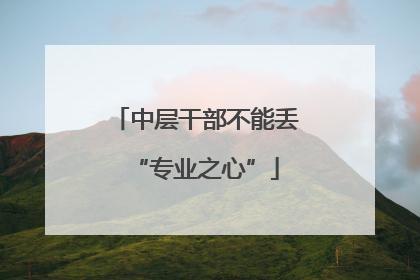 中层干部不能丢“专业之心”