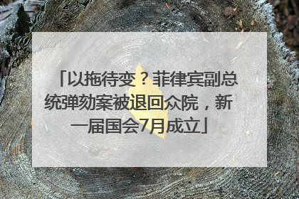 以拖待变？菲律宾副总统弹劾案被退回众院，新一届国会7月成立