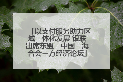 以支付服务助力区域一体化发展 银联出席东盟－中国－海合会三方经济论坛