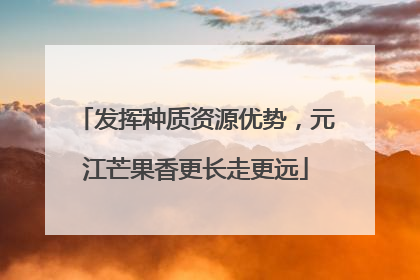 发挥种质资源优势，元江芒果香更长走更远