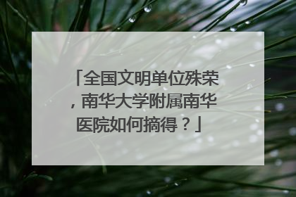 全国文明单位殊荣，南华大学附属南华医院如何摘得？