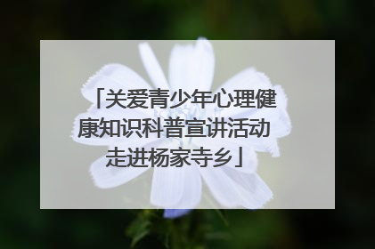 关爱青少年心理健康知识科普宣讲活动走进杨家寺乡