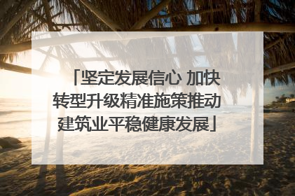 坚定发展信心 加快转型升级精准施策推动建筑业平稳健康发展
