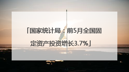 国家统计局：前5月全国固定资产投资增长3.7%