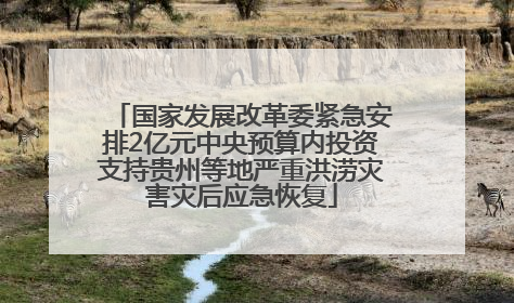国家发展改革委紧急安排2亿元中央预算内投资支持贵州等地严重洪涝灾害灾后应急恢复