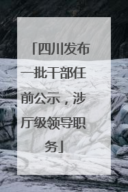 四川发布一批干部任前公示，涉厅级领导职务