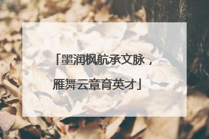 墨润枫航承文脉，雁舞云章育英才