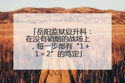 岳阳监狱夏升科：在没有硝烟的战场上，每一步都有“1＋1＝2”的笃定