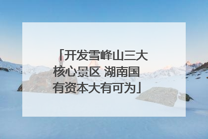 开发雪峰山三大核心景区 湖南国有资本大有可为