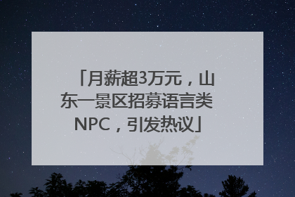 月薪超3万元，山东一景区招募语言类NPC，引发热议