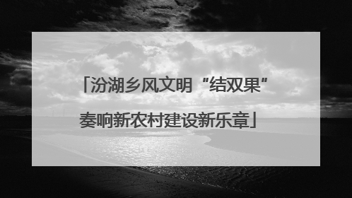 汾湖乡风文明“结双果” 奏响新农村建设新乐章