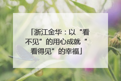 浙江金华：以“看不见”的用心成就“看得见”的幸福