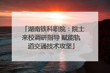 湖南铁科职院：院士来校调研指导 赋能轨道交通技术攻坚