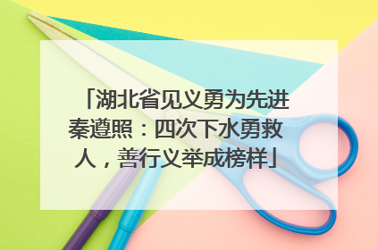湖北省见义勇为先进秦遵照：四次下水勇救人，善行义举成榜样