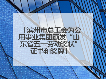 滨州市总工会为公用事业集团颁发“山东省五一劳动奖状”证书和奖牌