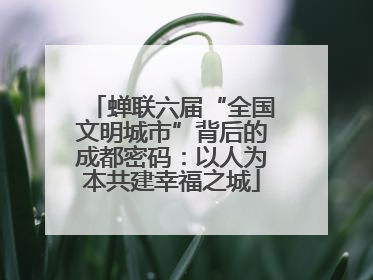 蝉联六届“全国文明城市”背后的成都密码：以人为本共建幸福之城