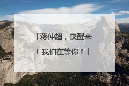 蒋仲超，快醒来！我们在等你！