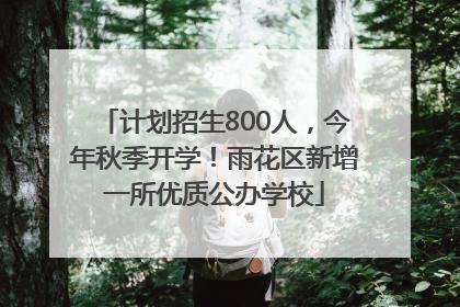 计划招生800人，今年秋季开学！雨花区新增一所优质公办学校