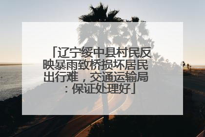辽宁绥中县村民反映暴雨致桥损坏居民出行难，交通运输局：保证处理好