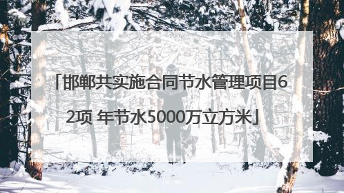 邯郸共实施合同节水管理项目62项 年节水5000万立方米