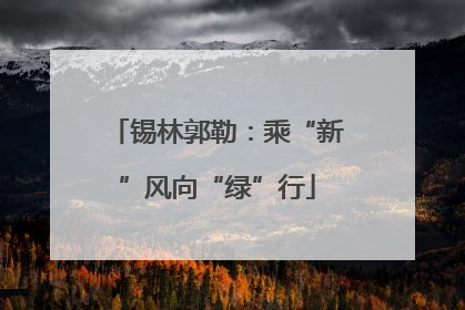 锡林郭勒：乘“新”风向“绿”行