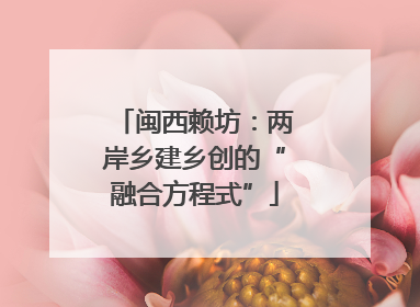闽西赖坊：两岸乡建乡创的“融合方程式”