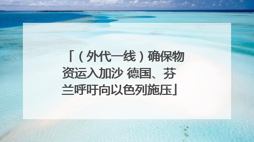 （外代一线）确保物资运入加沙 德国、芬兰呼吁向以色列施压