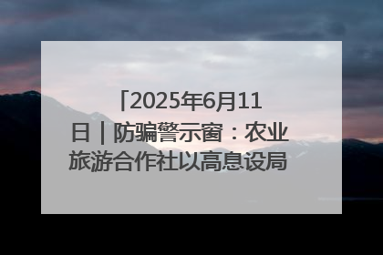2025年6月11日｜防骗警示窗：农业旅游合作社以高息设局，集资380万