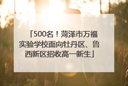 500名！菏泽市万福实验学校面向牡丹区、鲁西新区招收高一新生