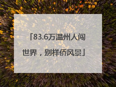 83.6万温州人闯世界，别样侨风景